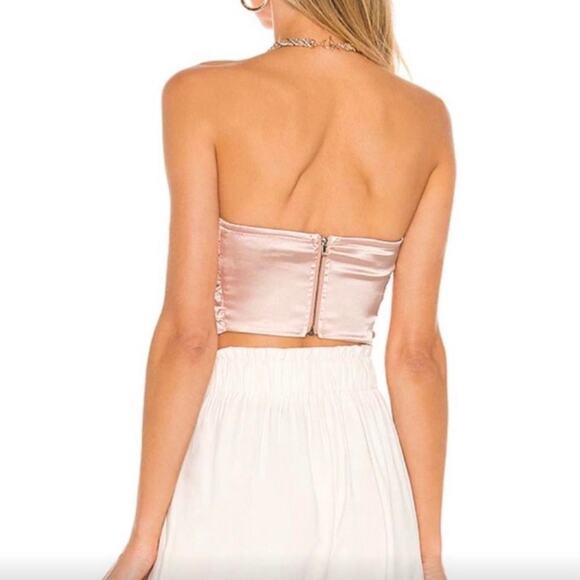 NBD Kehlani Pink Silk Satin Strapless Tube Bandeau Sleeveless Bustier Crop Top S - Picture 2 of 6
